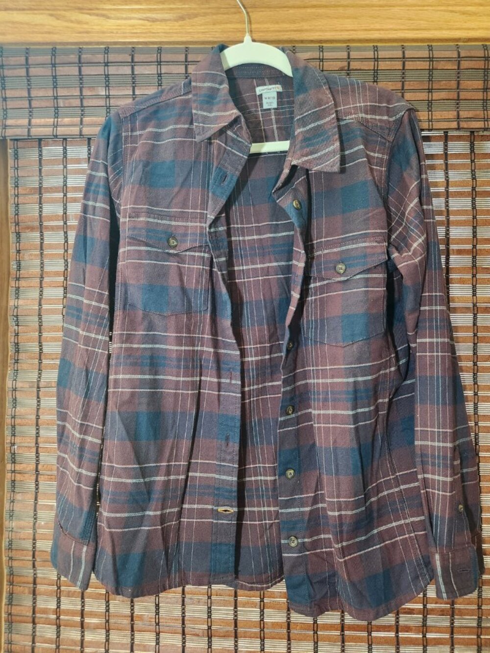 Purple plaid button up shirt